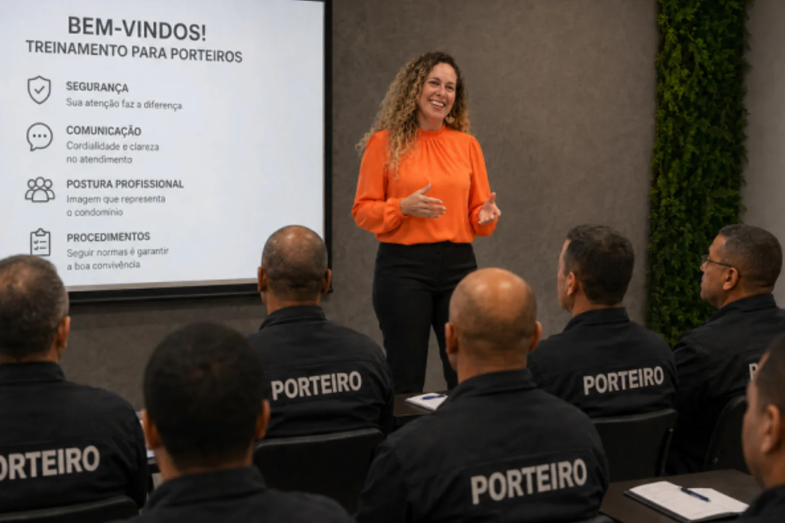 Condomínio Inteligente Equipe de condomínio participando de treinamento operacional.
